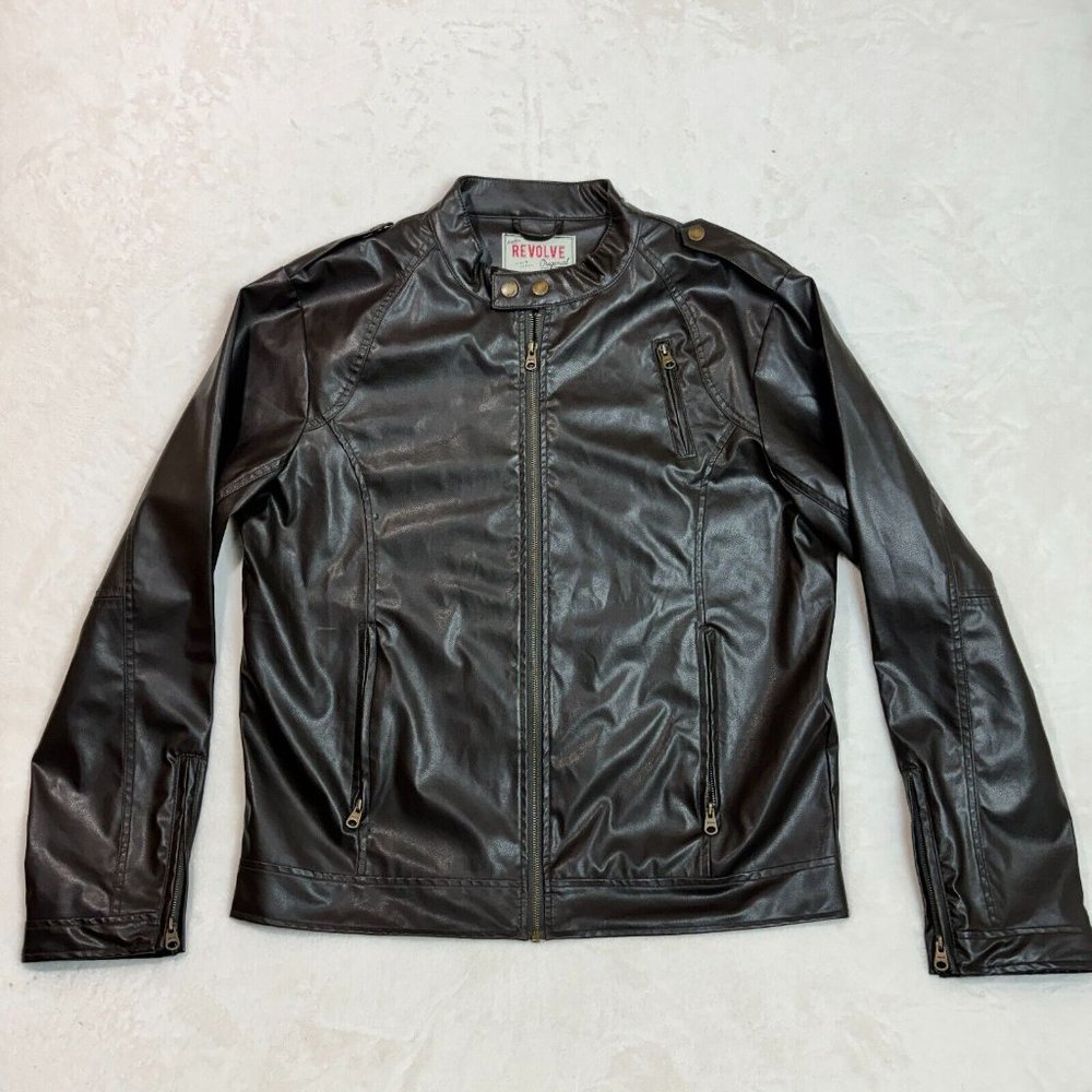Revolve New York Original Unisex 2XL Vegan Leather Coat Fashion Outerwear